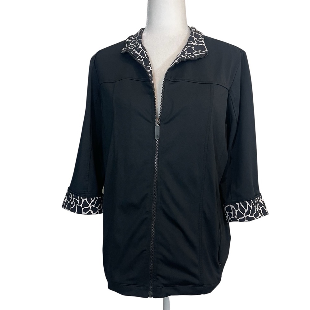 Chico’s Zenergy Black Full-Zip Jacket Minimalist Whimsygoth Casual Modern Edgy
